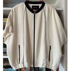Lafayette 148 Silk Short Sleeve Bomber Jacket Size Large